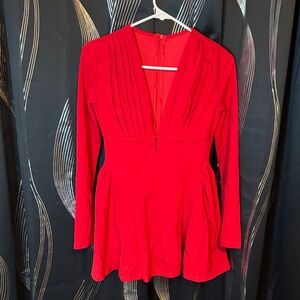 SHEIN Vibrant Red Long Sleeve Dress